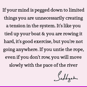 If your mind is pegged down to limited things you are unnecessarily creating a tension in the system. It