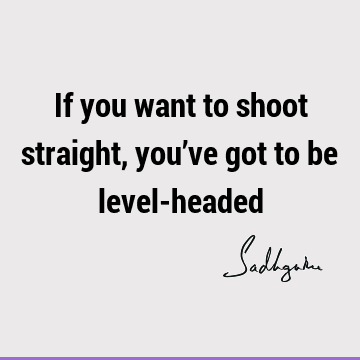 If you want to shoot straight, you’ve got to be level-