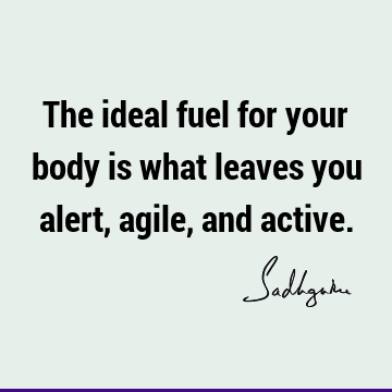 The ideal fuel for your body is what leaves you alert, agile, and