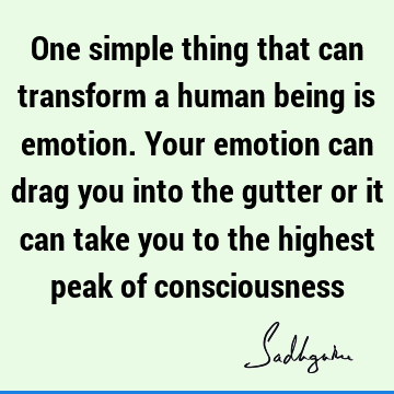 ter or it can take you to the highest peak of consciousness : emotion, spirituality, consciousness, Transformation Quote