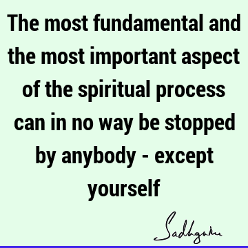 The most fundamental and the most important aspect of the spiritual process can in no way be stopped by anybody - except
