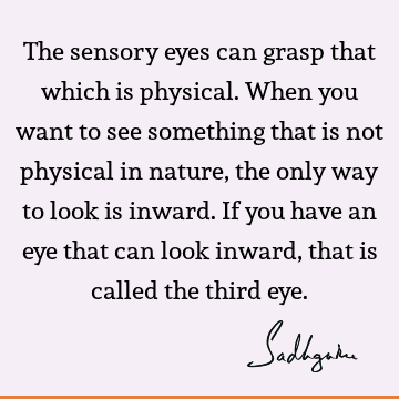 The sensory eyes can grasp that which is physical. When you want to see something that is not physical in nature, the only way to look is inward. If you have