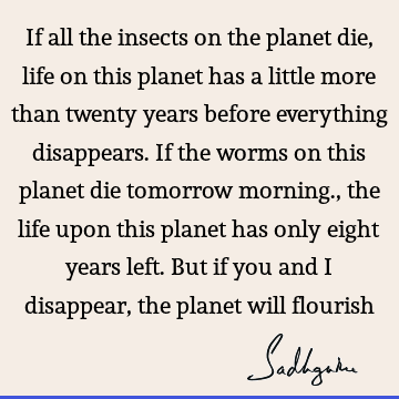 If all the insects on the planet die, life on this planet has a little more than twenty years before everything disappears. If the worms on this planet die