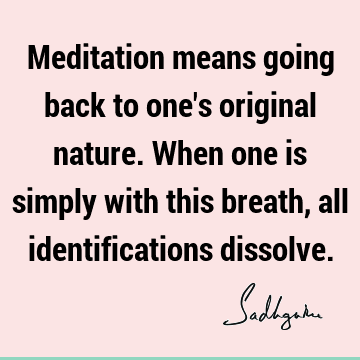 Meditation means going back to one